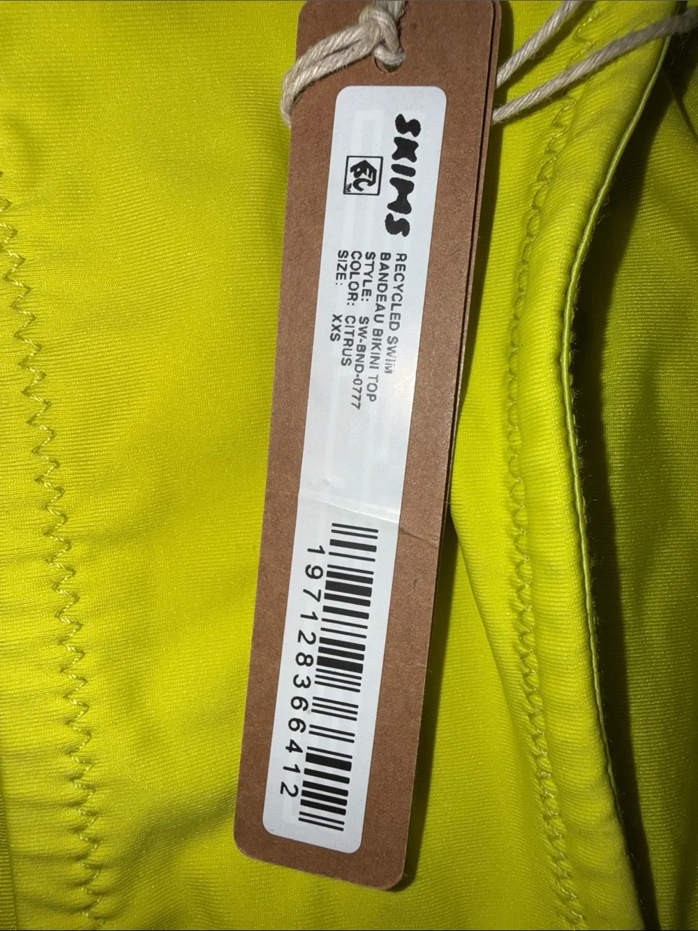 SKIMS Recycled Swim Bandeau Bikini Top Color: Citrus Size XXS  New with Tag